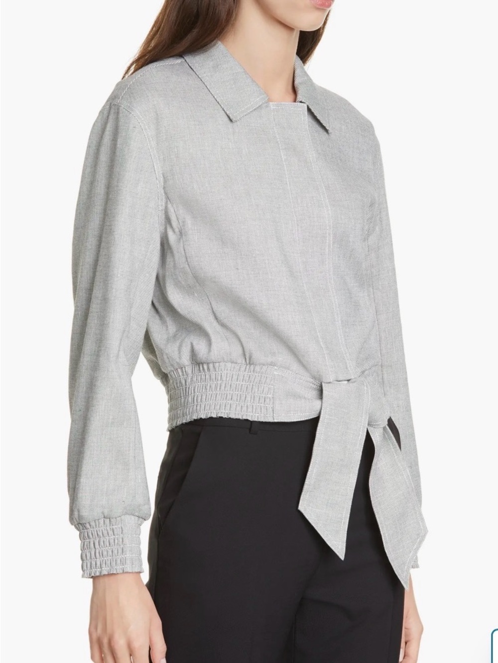 Club Monaco Gray Tie Waist Linen Blend Cropped Jacket S